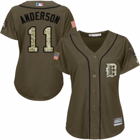 Women's Majestic Detroit Tigers #11 Sparky Anderson Authentic Green Salute to Service MLB Jersey - Ujersey