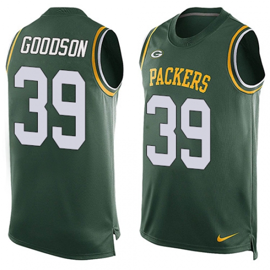 Men's Nike Green Bay Packers #39 Demetri Goodson Limited Green Player Name & Number Tank Top NFL Jersey - Ujersey