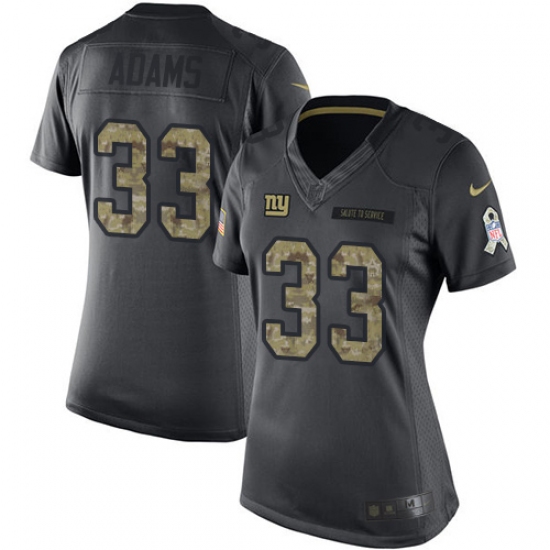Women's Nike New York Giants #33 Andrew Adams Limited Black 2016 Salute to Service NFL Jersey - Ujersey