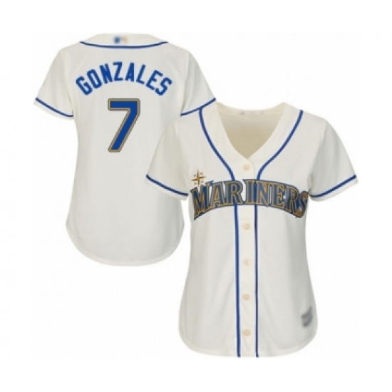 Women's Seattle Mariners #7 Marco Gonzales Authentic Cream Alternate Cool Base Baseball Player Jersey