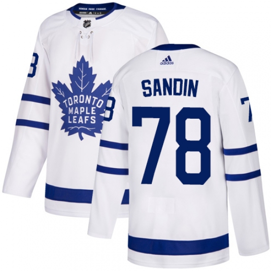 Youth Adidas Toronto Maple Leafs #78 Rasmus Sandin Authentic White Away NHL Jersey