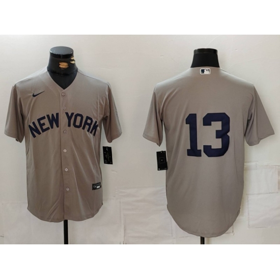 Men's New York Yankees #13 Jazz Chisholm Jr Grey Cool Base Stitched Jersey - Ujersey