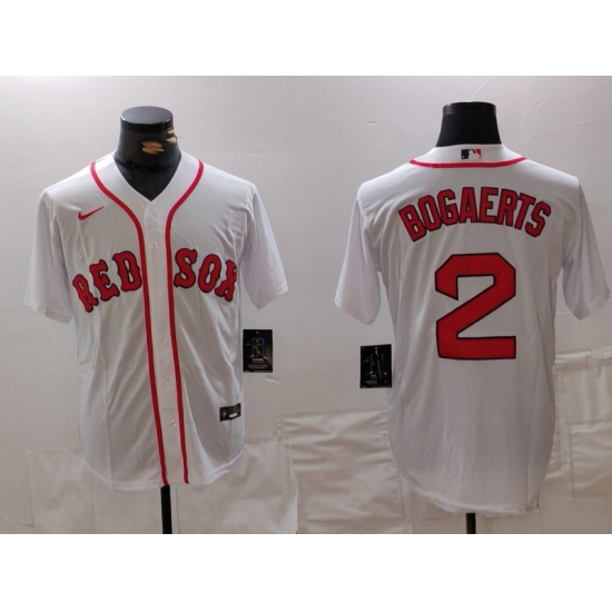 Men's Boston Red Sox #2 Xander Bogaerts White Cool Base Stitched Jersey - Ujersey