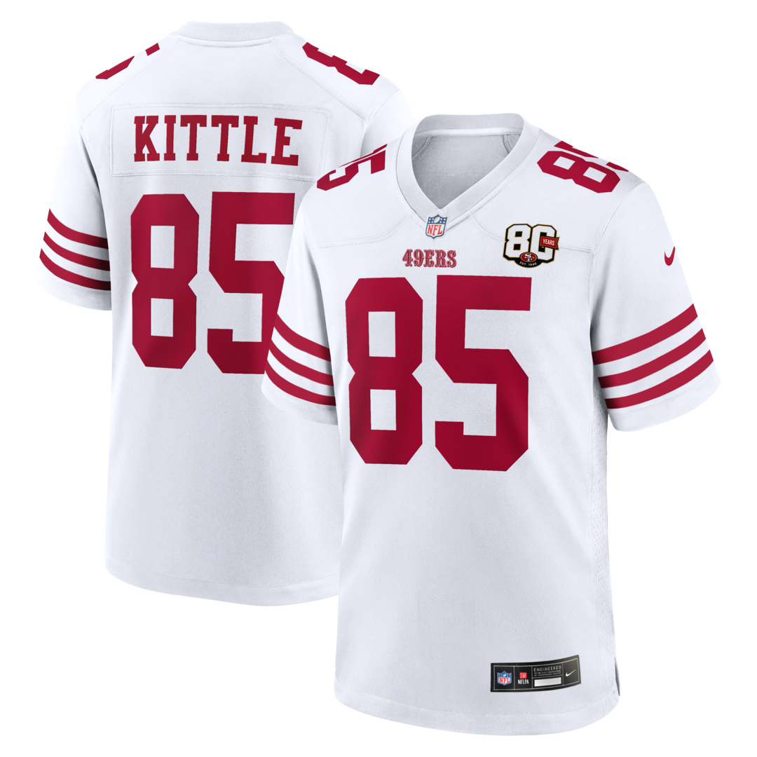 Men's San Francisco 49ers George Kittle Nike White 80th Anniversary Game Jersey