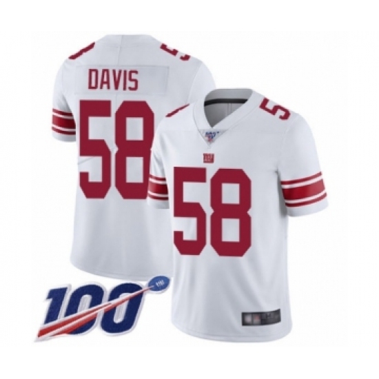 Youth New York Giants #58 Tae Davis White Vapor Untouchable Limited Player 100th Season Football Jersey - Ujersey