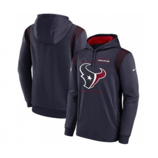 Men's Houston Texans 2021 Navy Sideline Logo Performance Pullover Hoodie - Ujersey