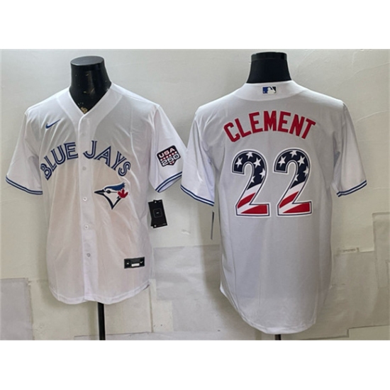 Men's Toronto Blue Jays #22 Ernie Clement White 2026 USA 250 Fourth of July Stitched Baseball Jersey