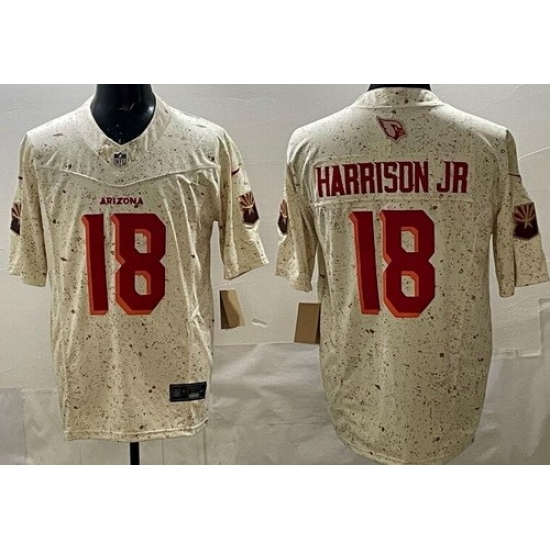 Men's Arizona Cardinals #18 Marvin Harrison Jr Limited Cream Rivalries FUSE Vapor Jersey - Ujersey