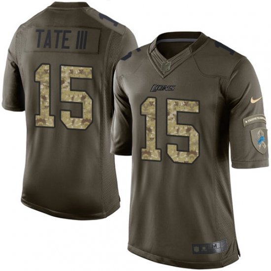 Youth Nike Detroit Lions #15 Golden Tate III Elite Green Salute to Service NFL Jersey - Ujersey