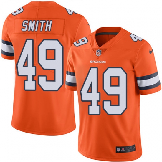 Men's Nike Denver Broncos #49 Dennis Smith Limited Orange Rush Vapor Untouchable NFL Jersey - Ujersey