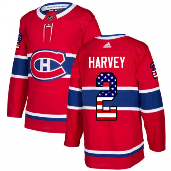 Men's Adidas Montreal Canadiens #2 Doug Harvey Authentic Red USA Flag Fashion NHL Jersey - Ujersey
