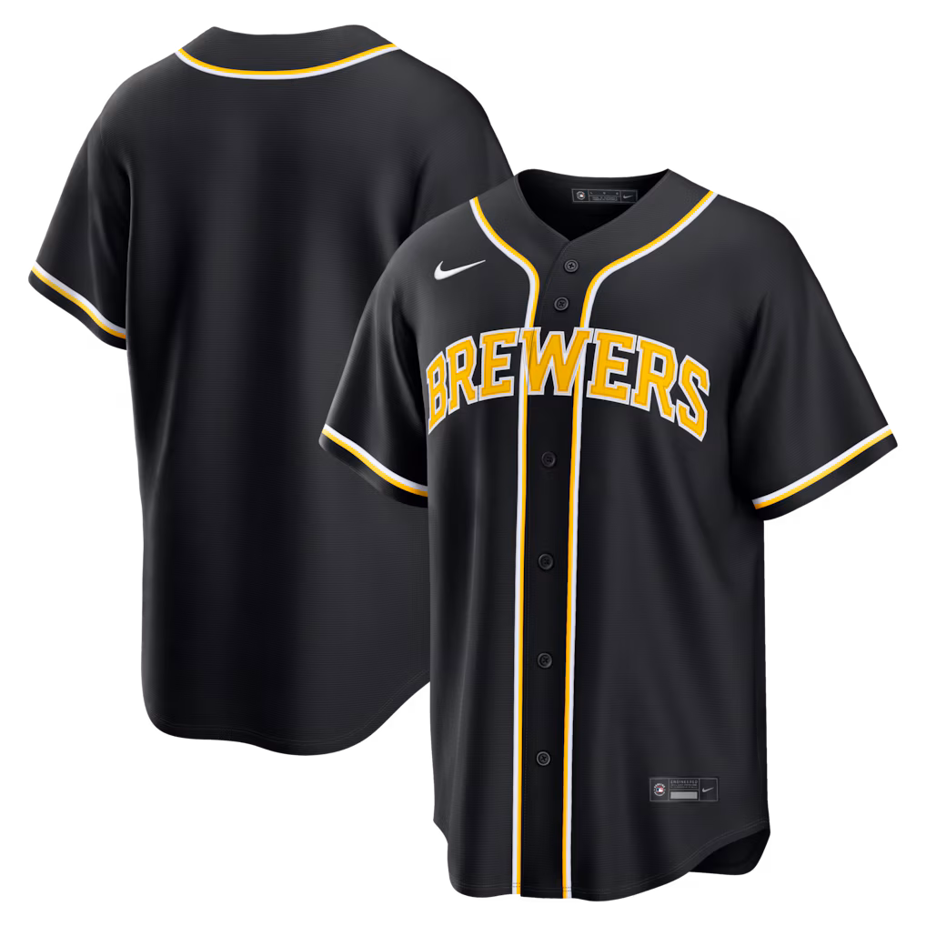Men's Milwaukee Brewers Nike Fashion Replica Black Out Jersey - Vujersey Los Angeles Rams