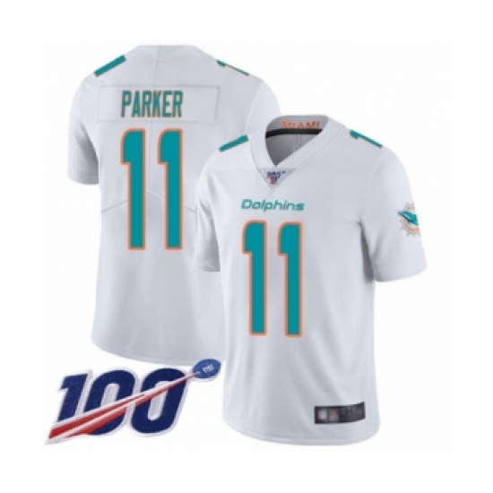 Men's Miami Dolphins #11 DeVante Parker White Vapor Untouchable Limited Player 100th Season Football Jersey - Ujersey