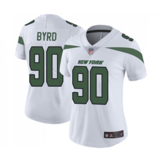 Women's New York Jets #90 Dennis Byrd White Vapor Untouchable Limited Player Football Jersey - Ujersey