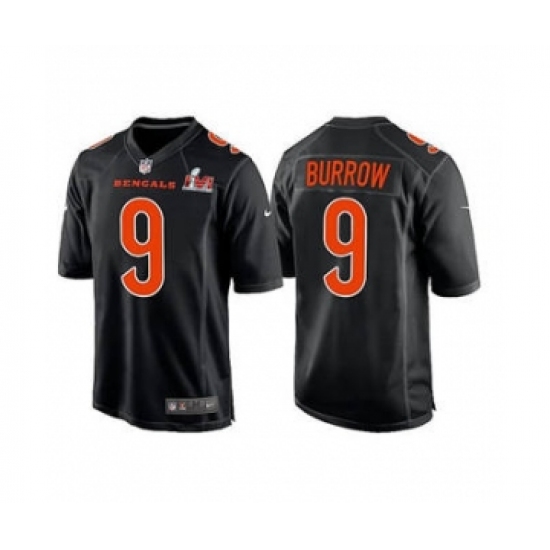 Men's Cincinnati Bengals #9 Joe Burrow 2022 Black Super Bowl LVI Game Stitched Jersey - Ujersey