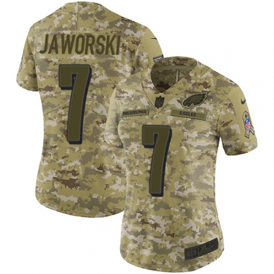 Women's Nike Philadelphia Eagles #7 Ron Jaworski Limited Camo 2018 Salute to Service NFL Jersey - Ujersey