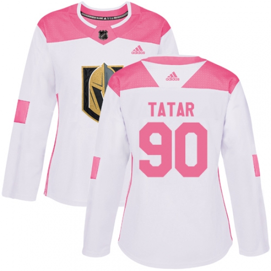 Women's Adidas Vegas Golden Knights #90 Tomas Tatar Authentic White Pink Fashion NHL Jersey - Ujersey