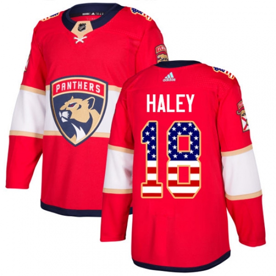 Youth Adidas Florida Panthers #18 Micheal Haley Authentic Red USA Flag Fashion NHL Jersey - Ujersey