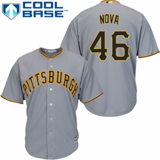Men's Majestic Pittsburgh Pirates #46 Ivan Nova Replica Grey Road Cool Base MLB Jersey - Ujersey