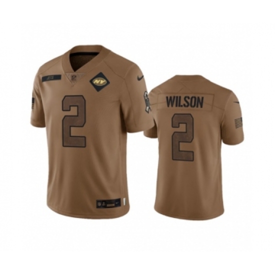Men's Nike New York Jets #2 Zach Wilson 2023 Brown Salute To Service Limited Football Stitched Jersey - Ujersey