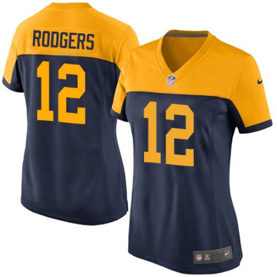 Women's Nike Green Bay Packers #12 Aaron Rodgers Limited Navy Blue Alternate NFL Jersey - Ujersey