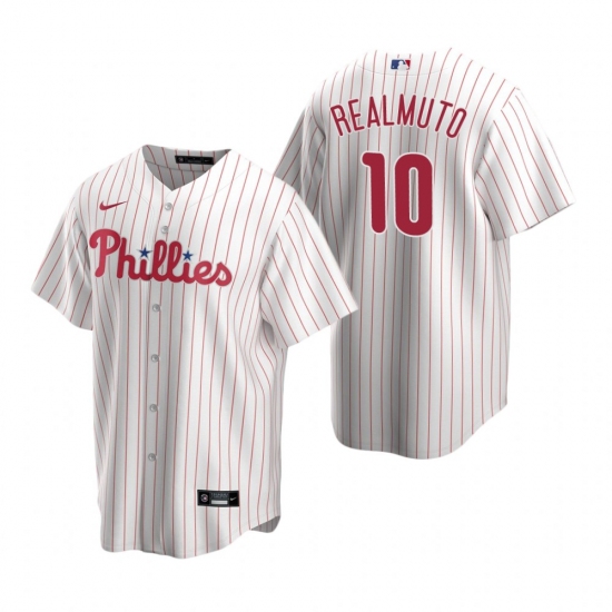 Men's Nike Philadelphia Phillies #10 J.T. Realmuto White Home Stitched Baseball Jersey - Ujersey