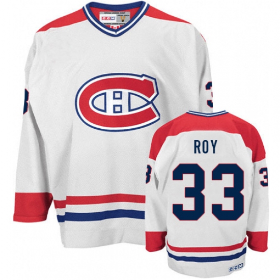 Men's CCM Montreal Canadiens #33 Patrick Roy Premier White Throwback NHL Jersey - Ujersey