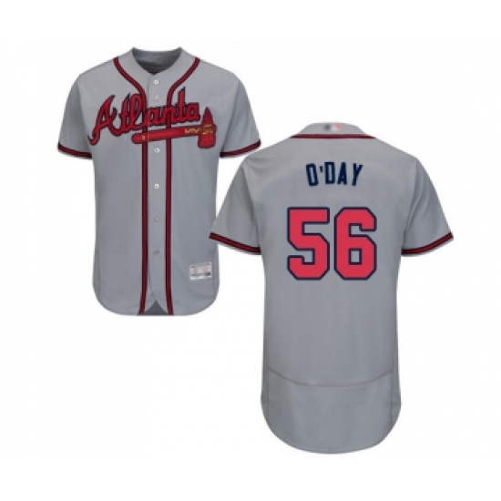 Men's Atlanta Braves #56 Darren O Day Grey Road Flex Base Authentic Collection Baseball Jersey - Ujersey