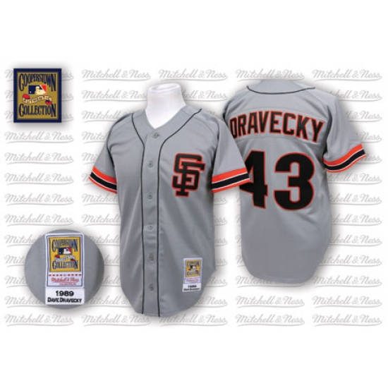 Men's Mitchell and Ness San Francisco Giants #43 Dave Dravecky Replica Grey Throwback MLB Jersey - Ujersey