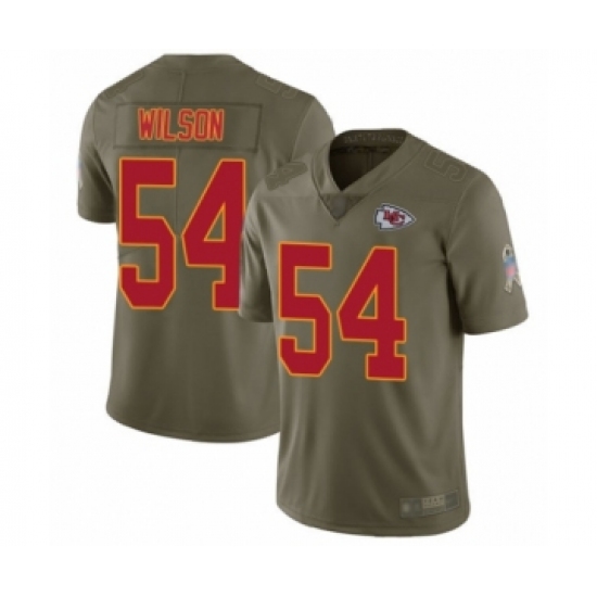 Men's Kansas City Chiefs #54 Damien Wilson Limited Olive 2017 Salute to Service Football Jersey - Ujersey