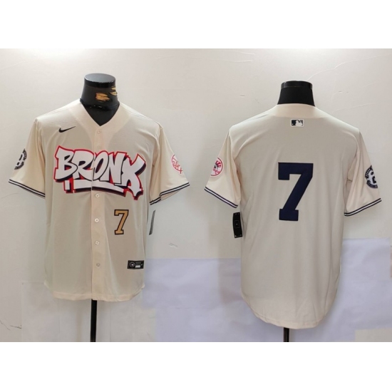 Men's New York Yankees #7 Mickey Mantle Cream Limited Stitched Baseball Jerseys - Ujersey