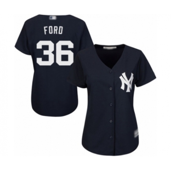 Women's New York Yankees #36 Mike Ford Authentic Navy Blue Alternate Baseball Player Jersey - Ujersey