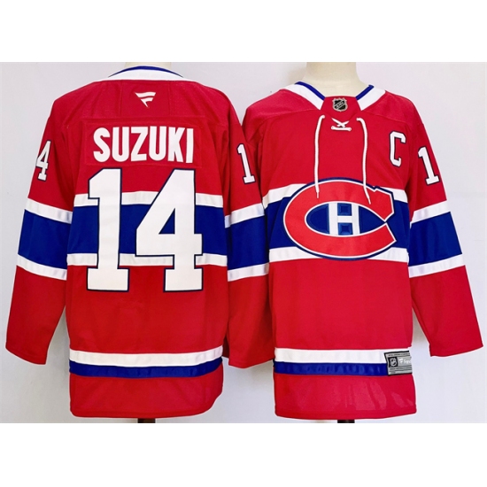 Men's Montreal Canadiens #14 Nick Suzuki Red 2024-25 Stitched Jersey - Ujersey