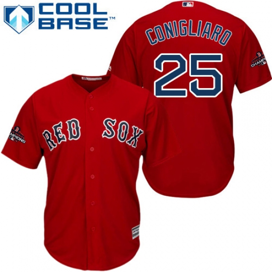 Youth Majestic Boston Red Sox #25 Tony Conigliaro Authentic Red Alternate Home Cool Base 2018 World Series Champions MLB Jersey