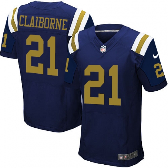 Men's Nike New York Jets #21 Morris Claiborne Elite Navy Blue Alternate NFL Jersey - Ujersey