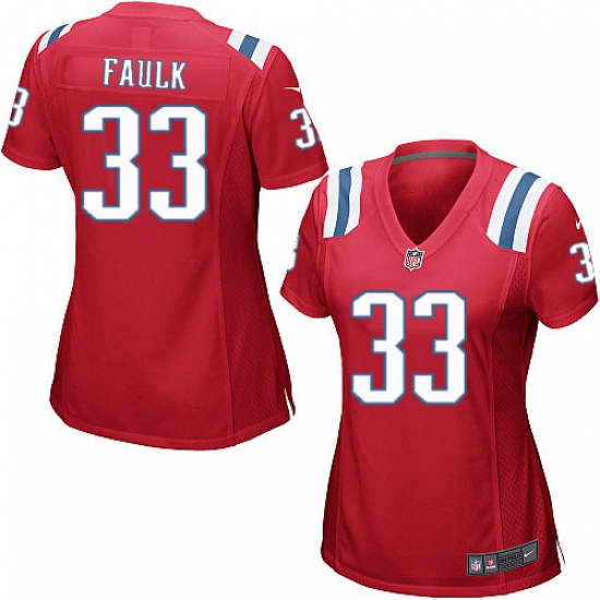Women's Nike New England Patriots #33 Kevin Faulk Game Red Alternate NFL Jersey - Ujersey