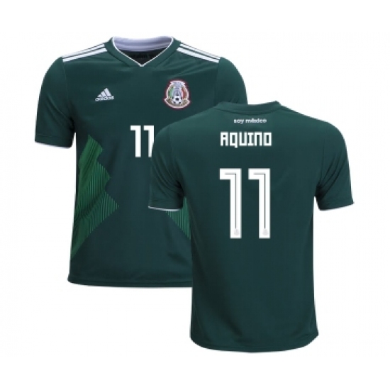 Mexico #11 Aquino Home Kid Soccer Country Jersey