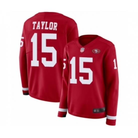 Women's San Francisco 49ers #15 Trent Taylor Limited Red Therma Long Sleeve Football Jersey - Ujersey