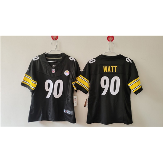Women's Pittsburgh Steelers #90 T. J. Watt F.U.S.E. Black Vapor Football Stitched Jersey - Ujersey