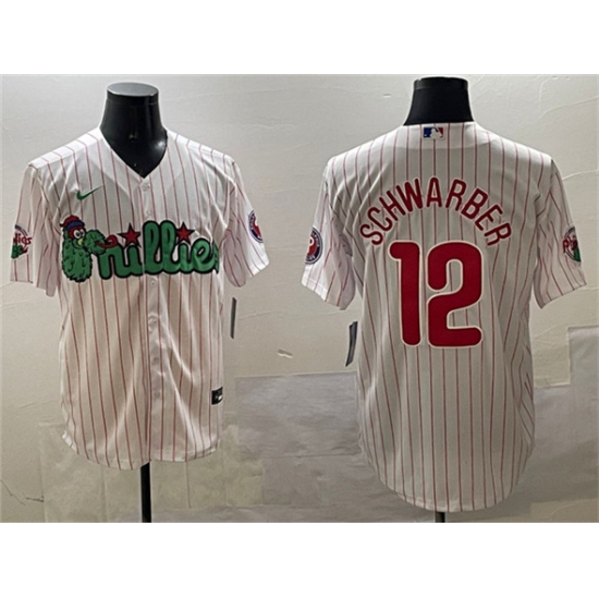 Men's Philadelphia Phillies #12 Kyle Schwarber White Phanatic Cool Base Stitched Jersey - Ujersey