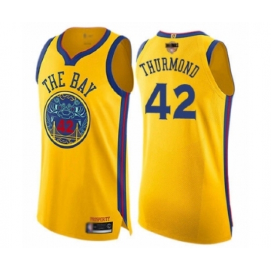 Women's Golden State Warriors #42 Nate Thurmond Swingman Gold 2019 Basketball Finals Bound Basketball Jersey - City Edition - Ujersey