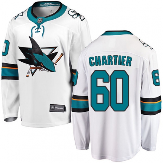 Men's San Jose Sharks #60 Rourke Chartier Fanatics Branded White Away Breakaway NHL Jersey - Ujersey