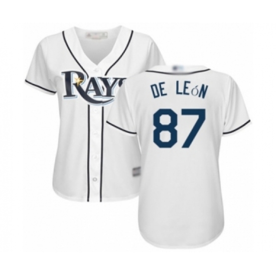 Women's Tampa Bay Rays #87 Jose De Leon Authentic White Home Cool Base Baseball Player Jersey - Ujersey