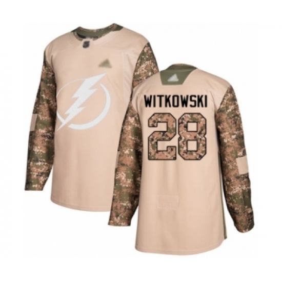 Men's Tampa Bay Lightning #28 Luke Witkowski Authentic Camo Veterans Day Practice Hockey Jersey - Ujersey