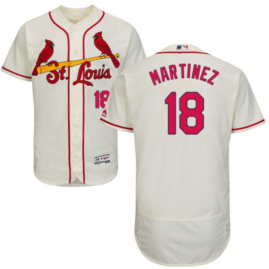 Men's Majestic St. Louis Cardinals #18 Carlos Martinez Cream Alternate Flex Base Authentic Collection MLB Jersey - Ujersey