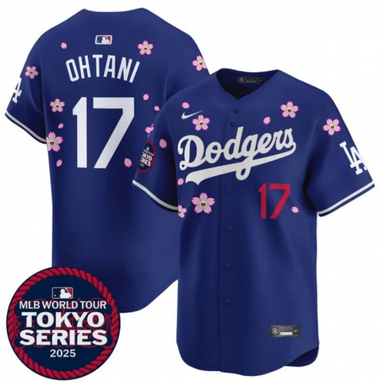 Men's Los Angeles Dodgers #17 Shohei Ohtani Royal 2025 Tokyo Series Limited Stitched Baseball Jersey - Ujersey