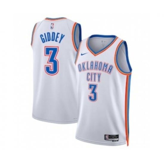 Men's Oklahoma City Thunder #3 Josh Giddey White Association Edition Stitched Basketball Jersey - Ujersey