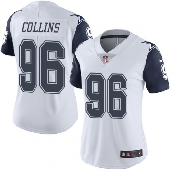 Women's Nike Dallas Cowboys #96 Maliek Collins Limited White Rush Vapor Untouchable NFL Jersey - Ujersey
