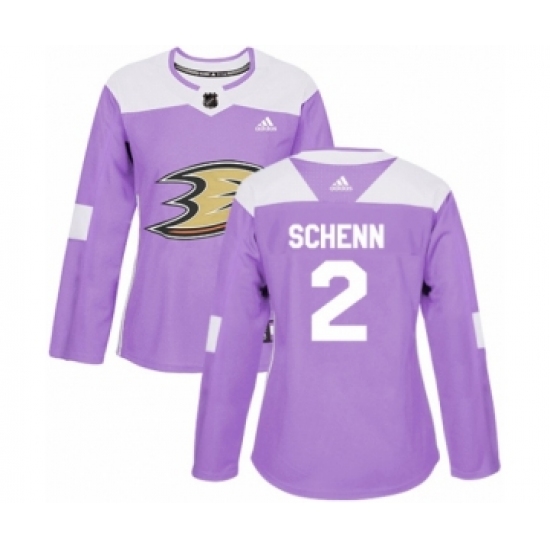 Women's Adidas Anaheim Ducks #2 Luke Schenn Authentic Purple Fights Cancer Practice NHL Jersey - Ujersey