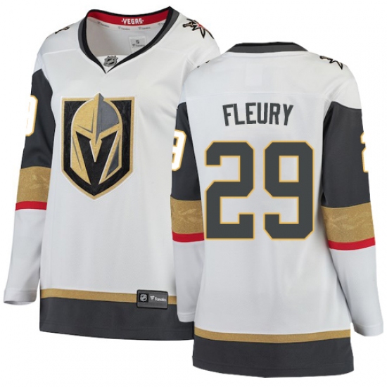 Women's Vegas Golden Knights #29 Marc-Andre Fleury Authentic White Away Fanatics Branded Breakaway NHL Jersey
